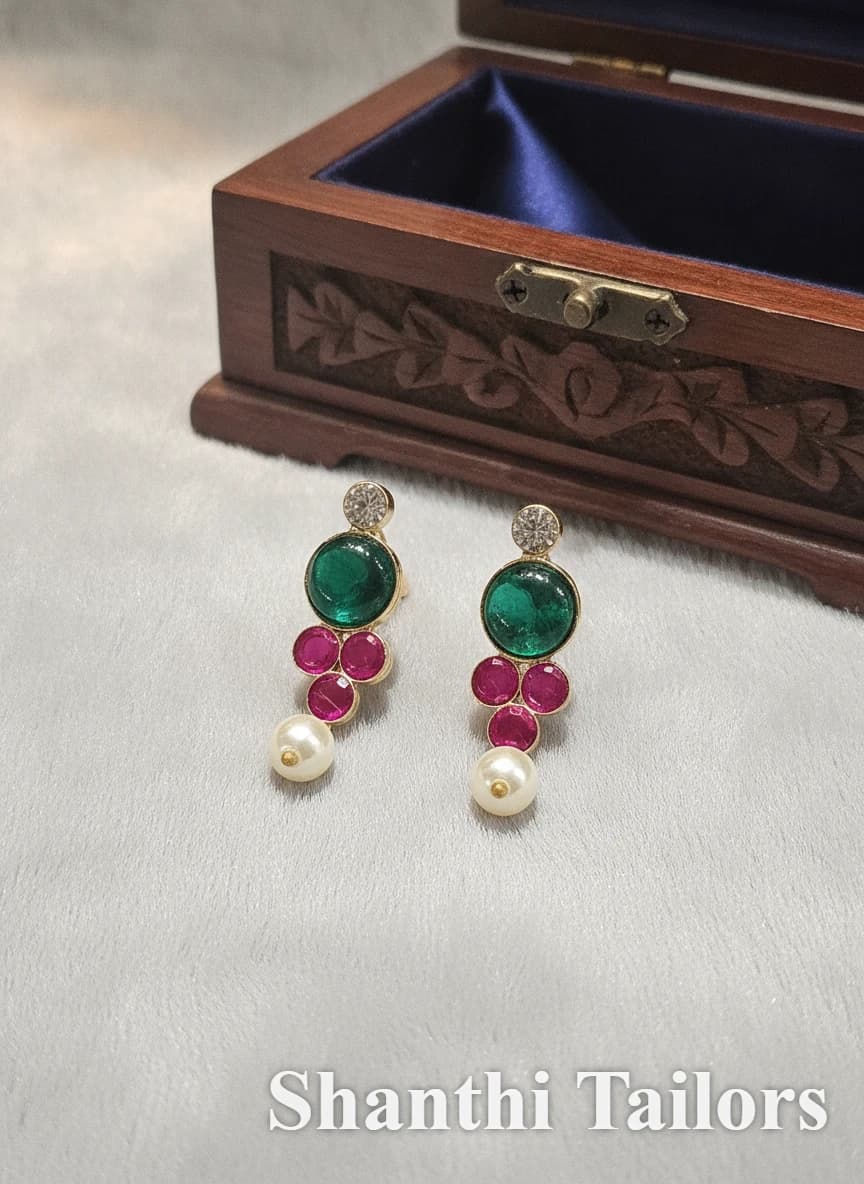 Ruby Pearl Earrings | Original Temple Jewellery | TJST44