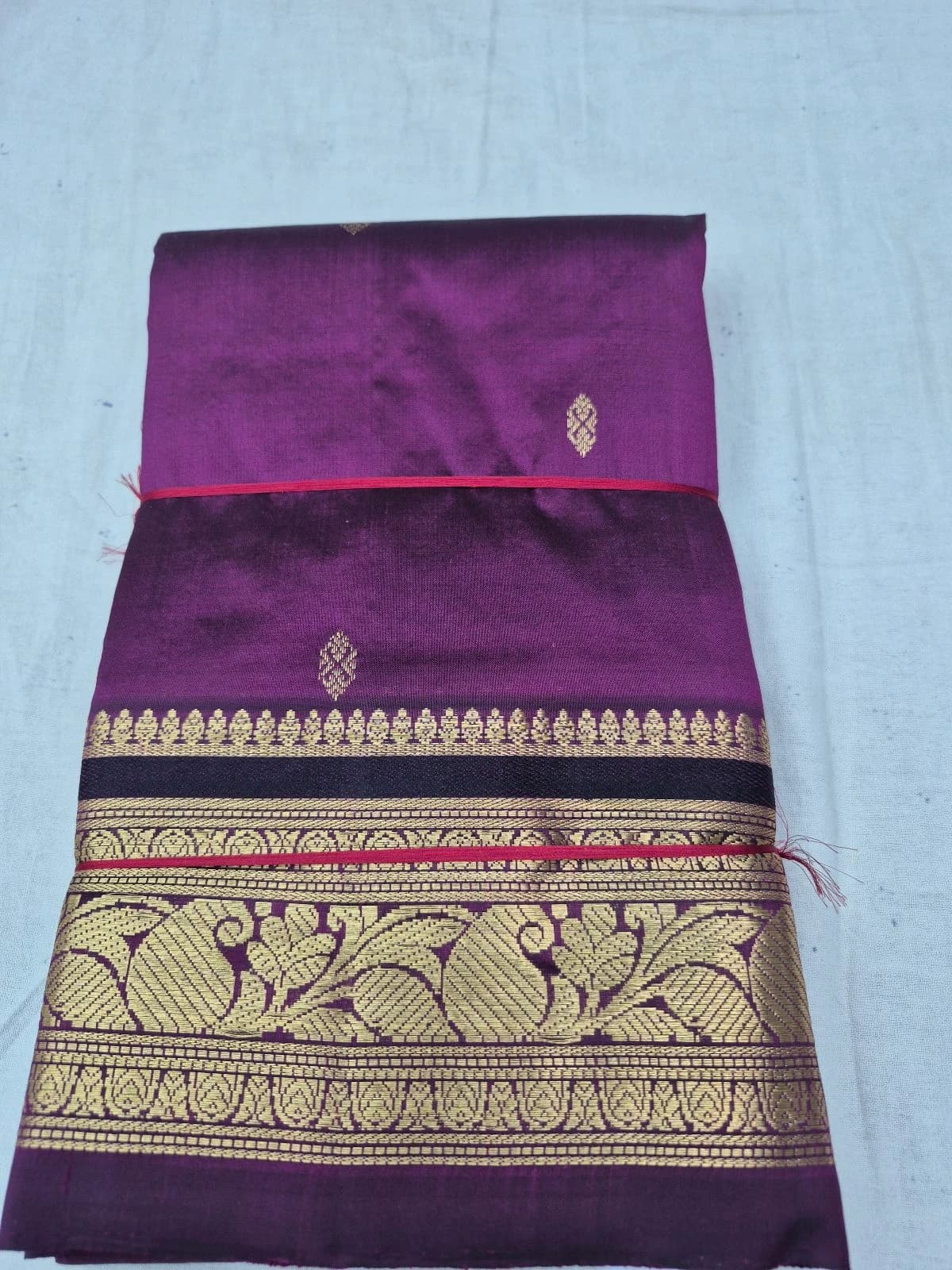Purple Dharmavaram Silk Saree with Navy Blue Border