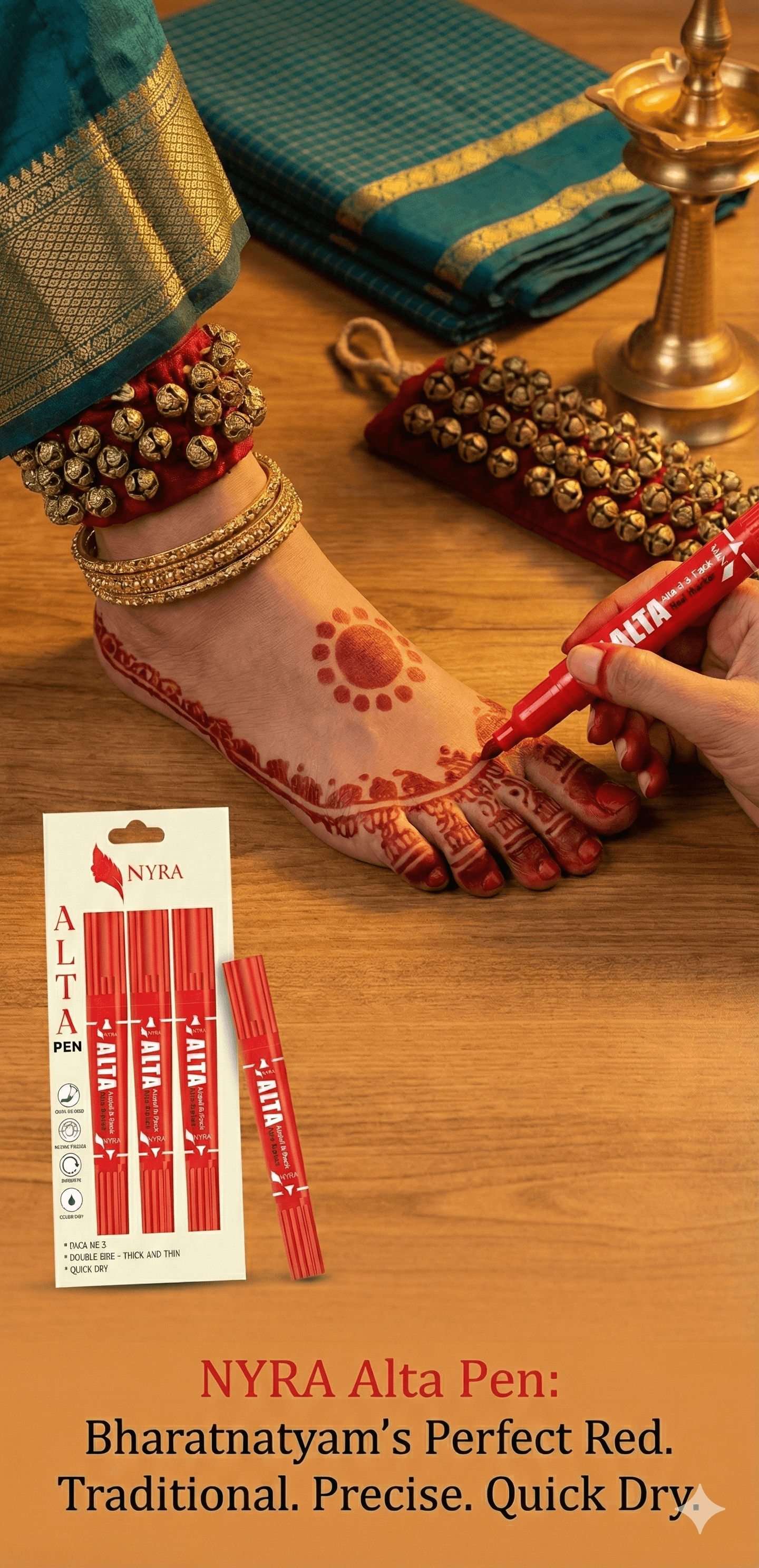 Bharatanatyam Makeup - Red Altha Pen | Alta Pen
