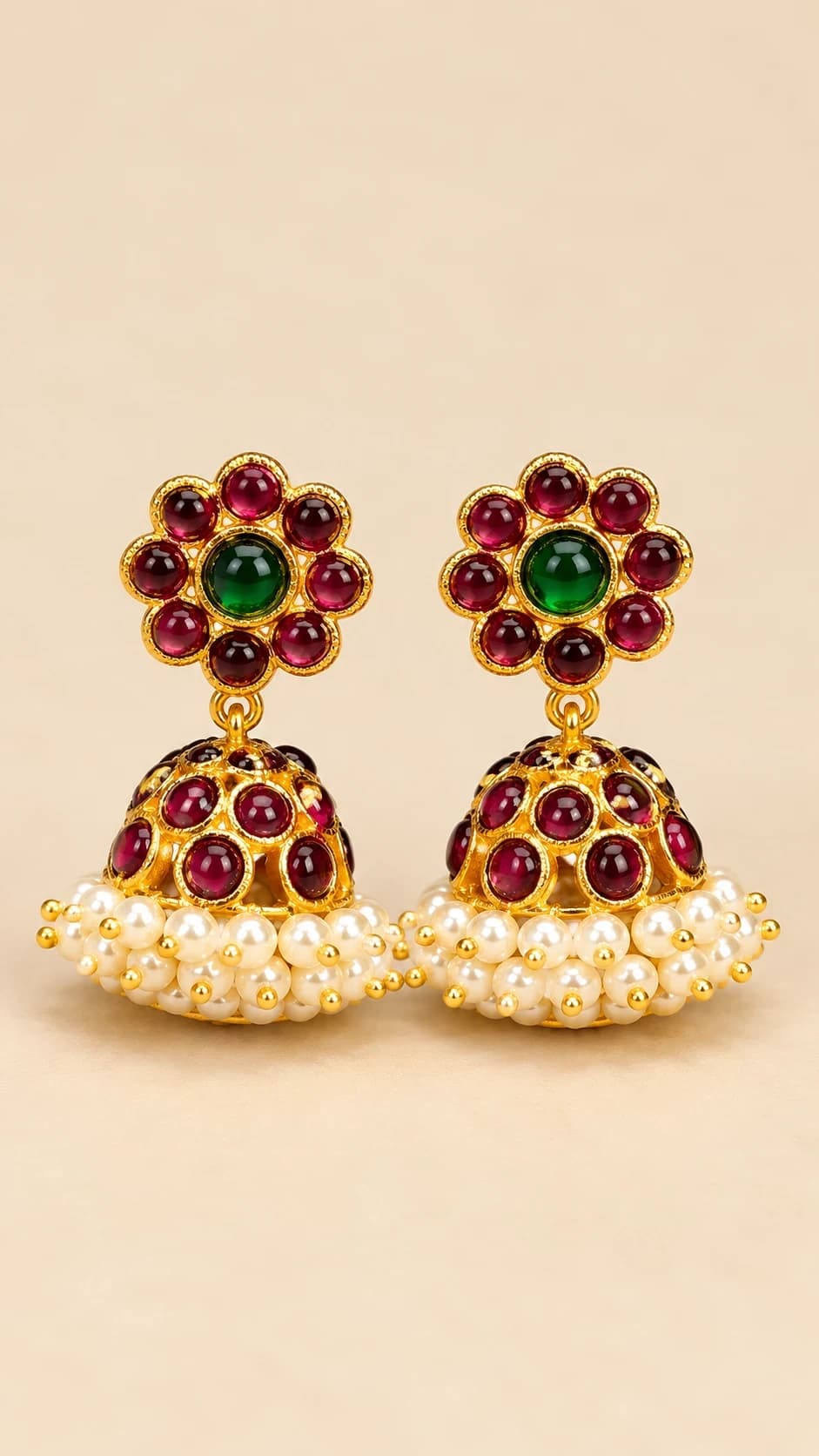 3 Line Jummiki Earrings | Bharatanatyam | Imitation Jewellery